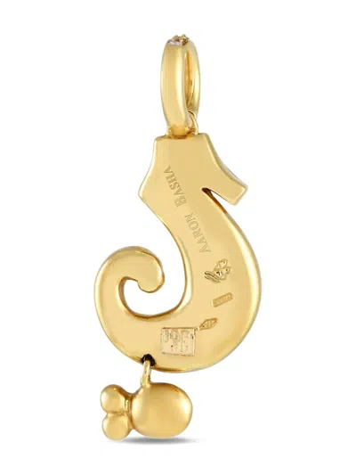 Pre-owned Aaron Basha 18k Yellow Gold Seahorse Diamond Charm