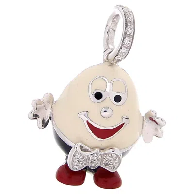 Pre-owned Aaron Basha 18kt White Gold Humpty Dumpty Pendant With Diamonds