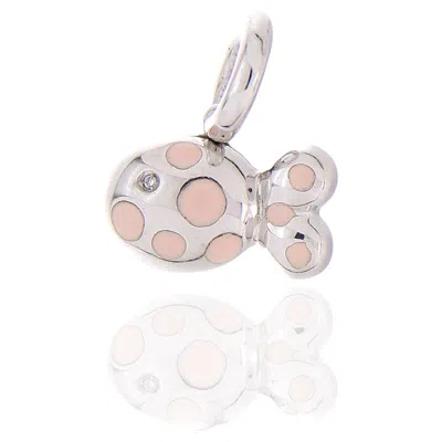 Pre-owned Aaron Basha 18kt White Gold Pink Enamel Fish Pendant