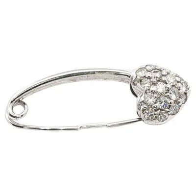 Pre-owned Aaron Basha 18kwg Pavé Diamond Heart Diaper Pin Charm In Multi