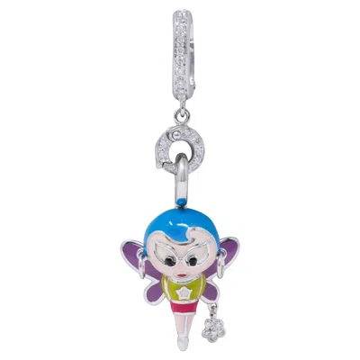 Pre-owned Aaron Basha 2000's Diamond Enamel Supergirl Charm In Multi