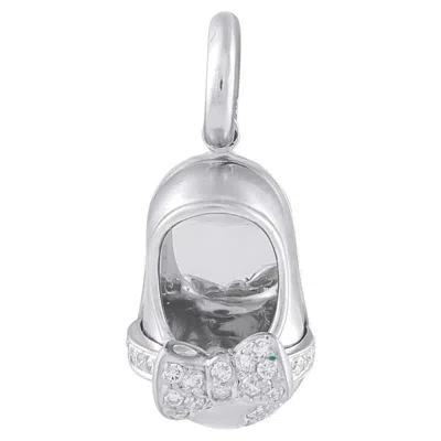 Pre-owned Aaron Basha Baby Shoe 18k White Gold Diamond Ballet Shoe Charm Ab37-050526