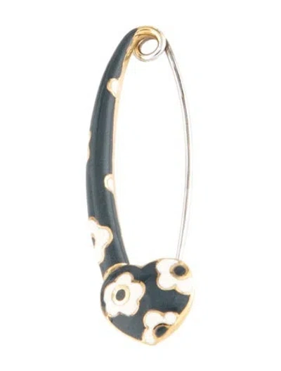 Pre-owned Aaron Basha Enamel Flower Safety Pin Brooch In Multi