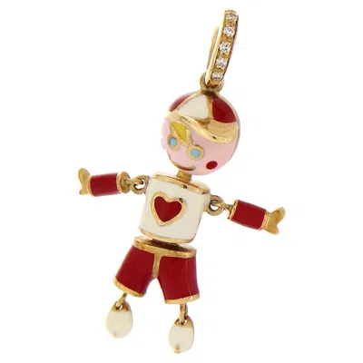 Pre-owned Aaron Basha Pendant By  18 Yellow Gold Red Boy New