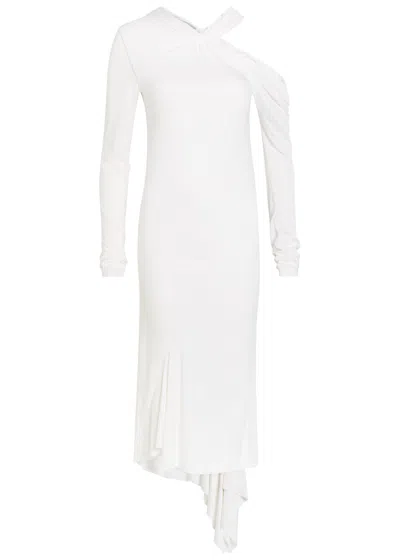 Aaron Esh Asymmetric Jersey Midi Dress In White