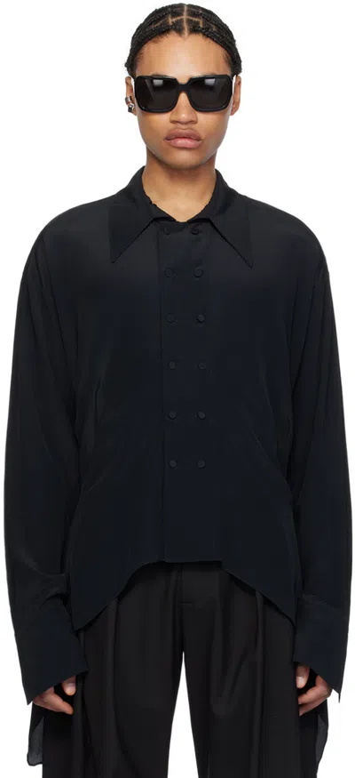 Aaron Esh Black Darted Shirt In Washed Black