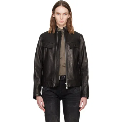 Aaron Esh Black Grained Leather Jacket