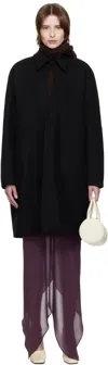 Aaron Esh Black Keyhole Coat In Black Coating