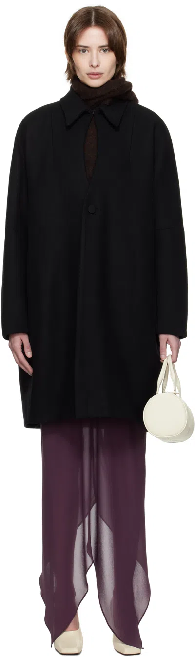 Aaron Esh Black Keyhole Coat In Black Coating