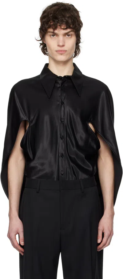 Aaron Esh Black Open Arm Shirt In Black Crepe