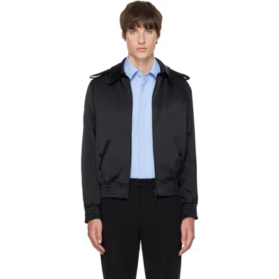 Aaron Esh Black Satin Bomber Jacket