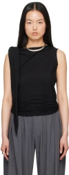 Aaron Esh Black Self-tie Tank Top In Black
