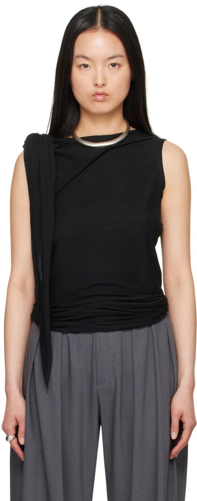 Aaron Esh Black Self-tie Tank Top