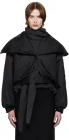 Aaron Esh Black Shoulder Lapel Bomber Jacket In Black Nylon