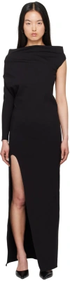 Aaron Esh Black Single-shoulder Maxi Dress In Black