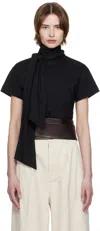Aaron Esh Black Tied Neck T-shirt In Black Jersey