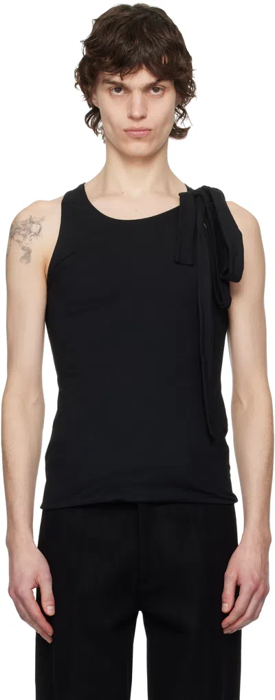 Aaron Esh Black Tied Tank Top In Black Jersey