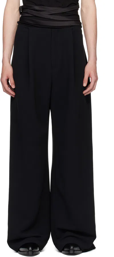 Aaron Esh Black Waistbandless Wide Crêpe Trousers
