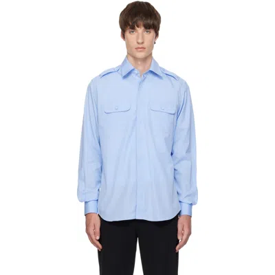Aaron Esh Blue Military Shirt In Pale Blue