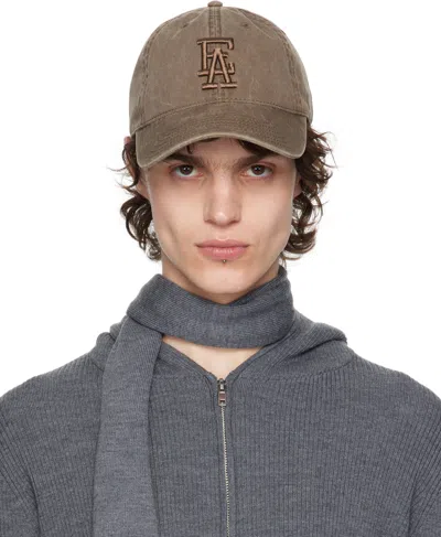 Aaron Esh Brown 'ae' Cap In Washed Brown/brown