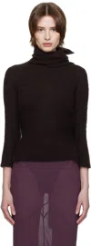 Aaron Esh Brown Tied Roller Neck Sweater In Brown Mohair