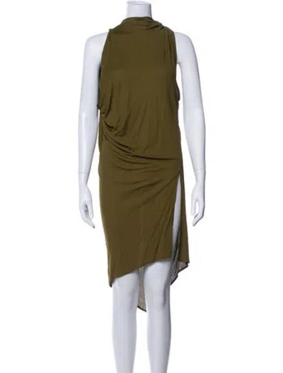 Pre-owned Aaron Esh Cowl Neck Midi Length Dress In Green