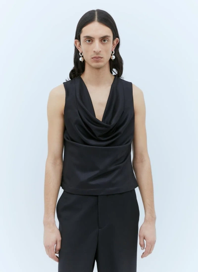 Aaron Esh Draped Wool Top In Black