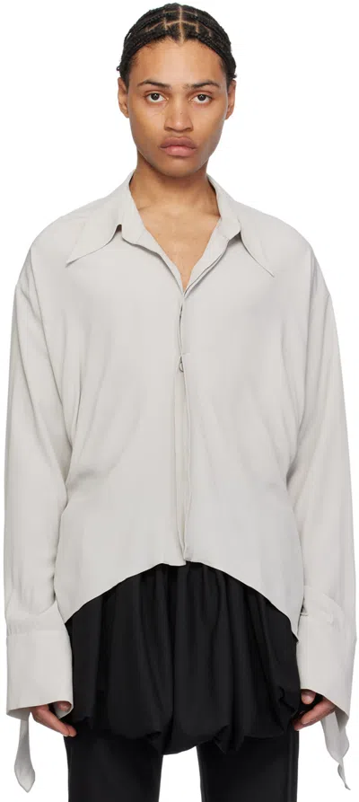 Aaron Esh Grey Darted Shirt In White