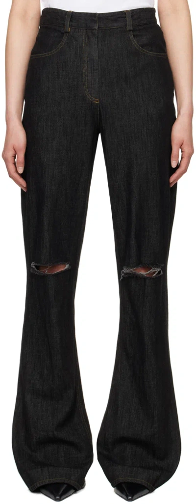 Aaron Esh Gray Distressed Jeans In Dark Grey Wash