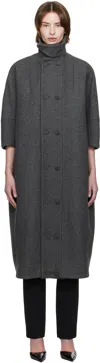 Aaron Esh Gray Double Button Cocoon Coat In Grey Wool Melange