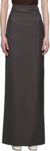 Aaron Esh Gray Pencil Maxi Skirt In Grey Wool