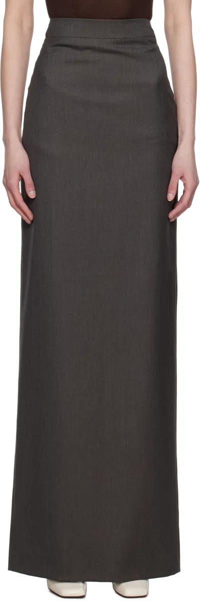 Aaron Esh Gray Pencil Maxi Skirt In Grey Wool