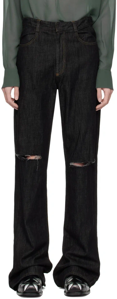 Aaron Esh Grey Ripped Jeans In Dark Grey Wash