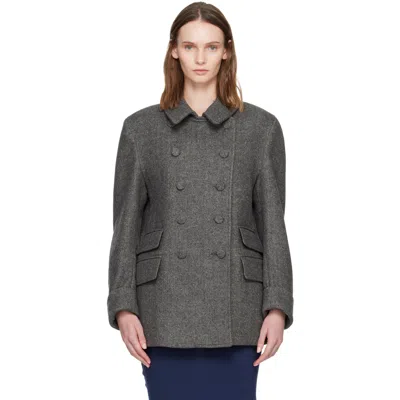 Aaron Esh Gray Wool Peacoat