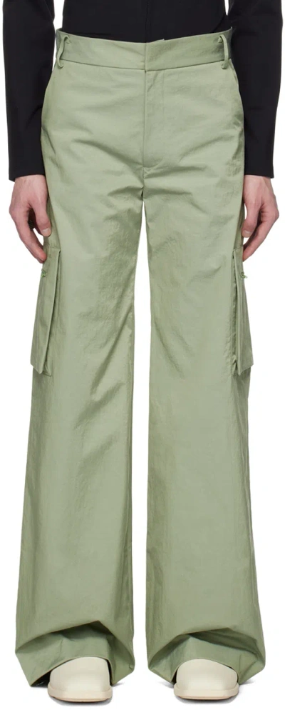 Aaron Esh Green Zip Pocket Cargo Pants In Eggshell
