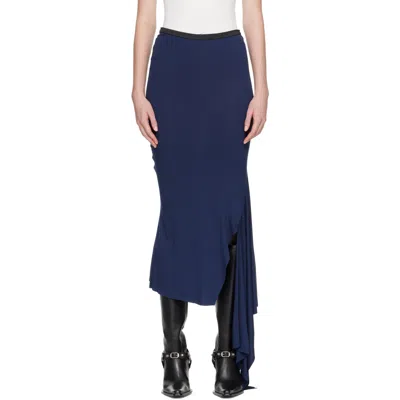Aaron Esh Navy Fishtail Maxi Skirt In Blue