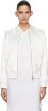 Aaron Esh Off-white Satin Blouson Flight Jacket In White