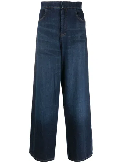 Aaron Esh Pleated Wide-leg Jeans In Blue