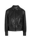 Aaron Esh Pleated-trim Leather Jacket In Black
