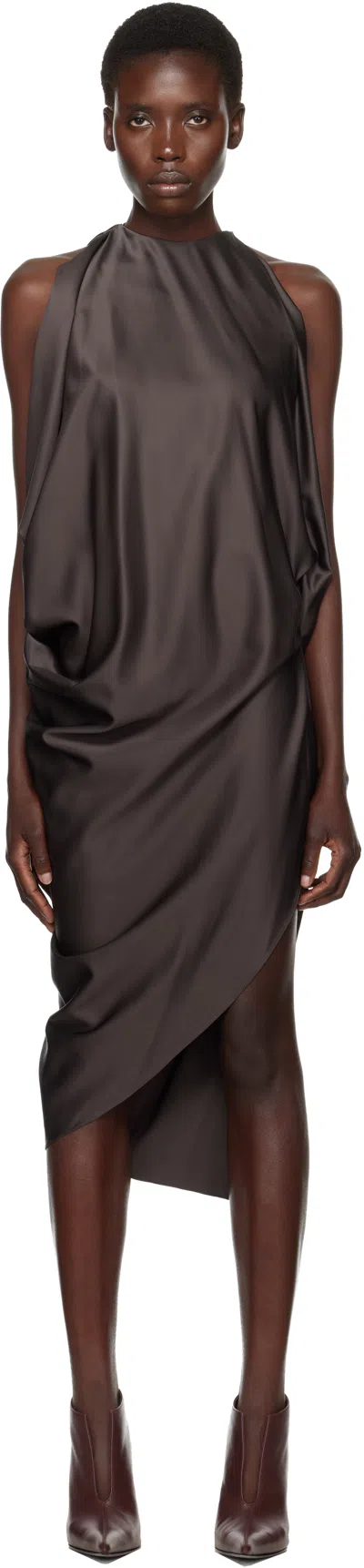 Aaron Esh Taupe Open Arm Evening Minidress