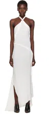 Aaron Esh White Asymmetric Halter Maxi Dress