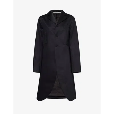 Aaron Esh Womens Black King Notched-lapel Regular-fit Wool Coat