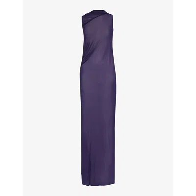 Aaron Esh Womens Purple High-neck Slim-fit Woven Maxi Dress