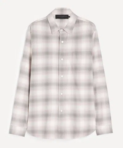 Aaron Levine Mens Shadow Flannel Shirt In White