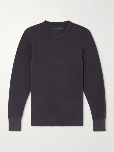 Aaron Levine Waffle-knit Cotton Sweater In Gray