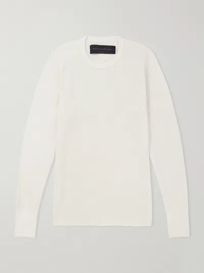 Aaron Levine Thermal Long Sleeve Shirt Cream In White