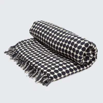 Aarven Tanzanian Hand Woven Throw In Black Circles On White