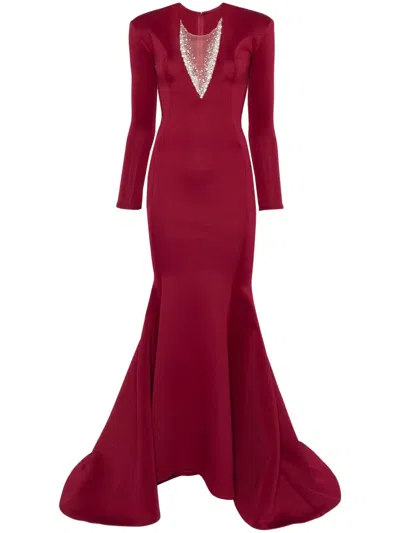 Aavva Crystal-embellished Mermaid Gown In Red