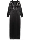 Aavva Embroidered-detail Satin Gown In Black