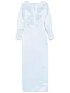 Aavva Embroidered-detail Satin Gown In Blue